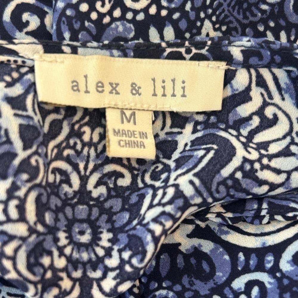 EUC Alex & LiLi Floral Blouse with Elastic Sleeves And Waist - Picture 3 of 6